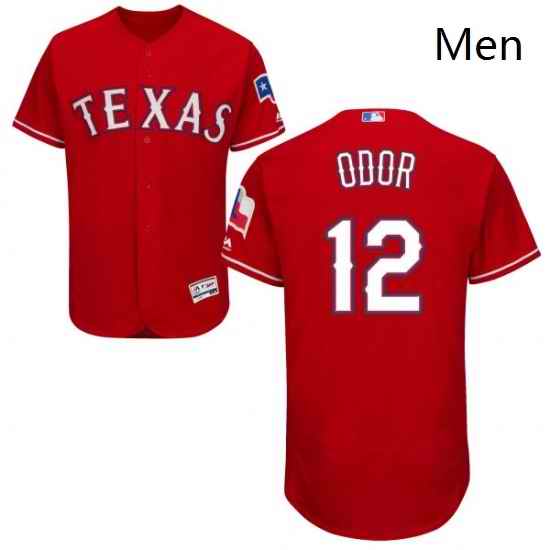 Mens Majestic Texas Rangers 12 Rougned Odor Red Alternate Flex Base Authentic Collection MLB Jersey
